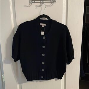 J. Crew Marina crewneck cardigan in textured cotton blend